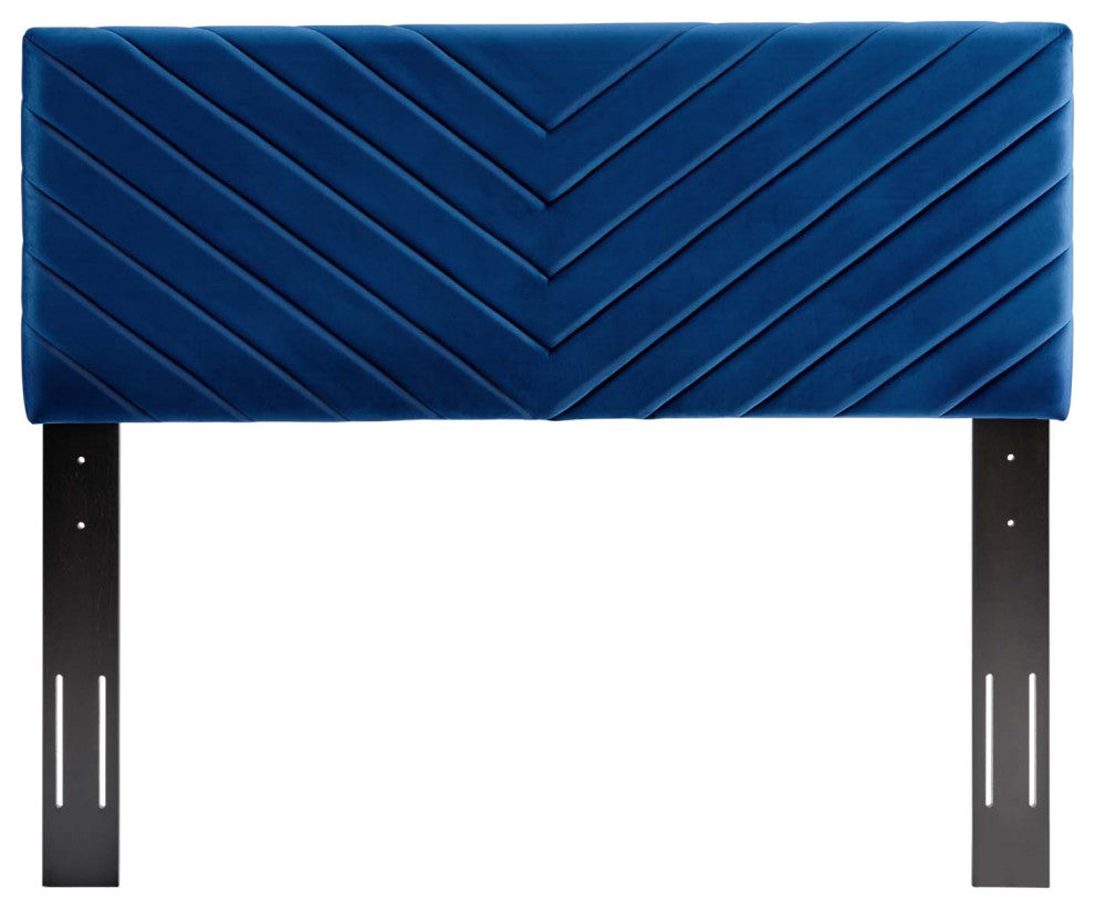 Alyson Angular Channel Tufted Performance Velvet Full / Queen Headboard Navy