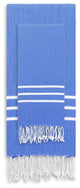 Alara Turkish Pestemal Beach Towel Set, Royal Blue/White Stripes, 38"x23"
