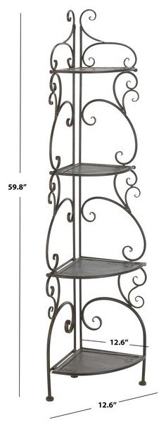 Safavieh Turuca 4 Tier Corner Shelf, Black Rust