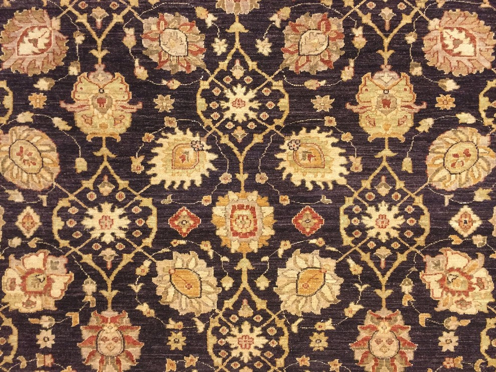 Peshawar Alim Aubergine/Beige Rug, 9'0x12'5