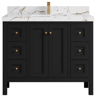 Nashville 42" Single Sink Bath Vanity, Black 2" Viola Brown