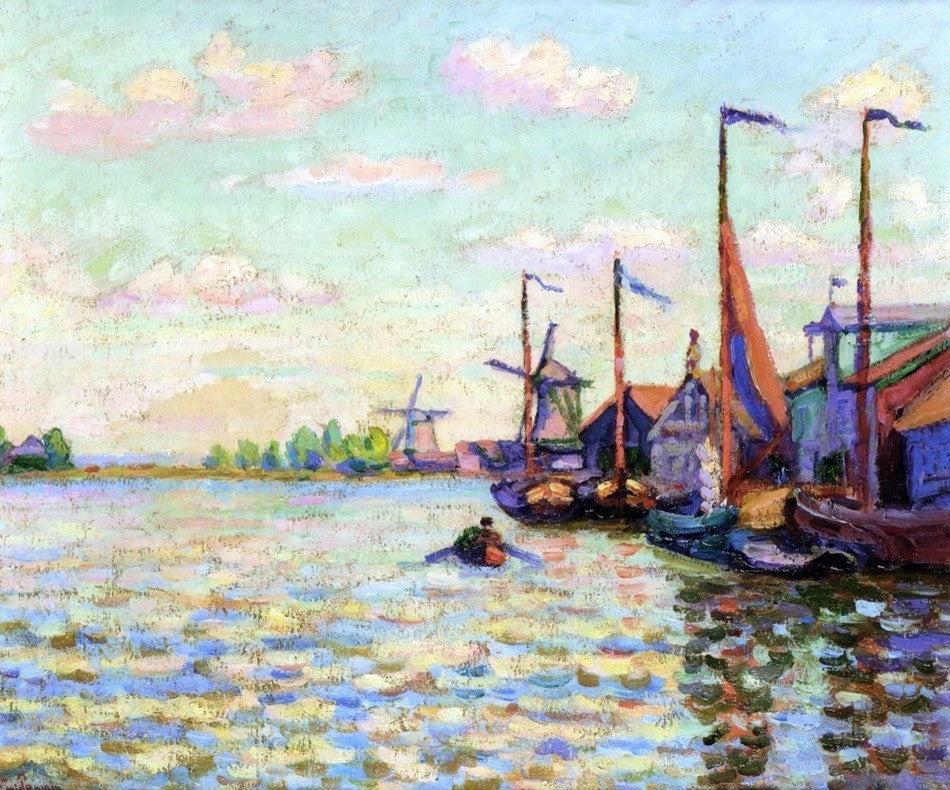 Armand Guillaumin Windmills on a Canal in Holland Gallery Wrapped Canvas Print
