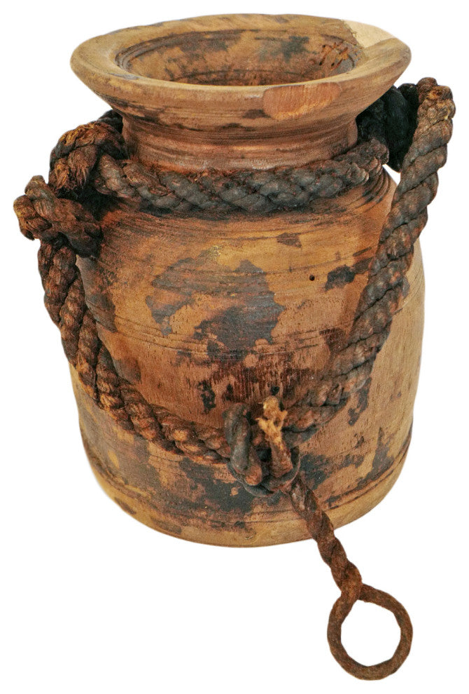 Consigned Old India Wood Pot 12
