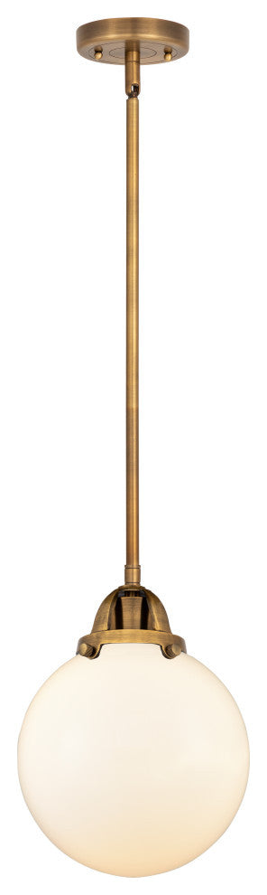 Beacon Mini Pendant, Brushed Brass, Matte White, Matte White