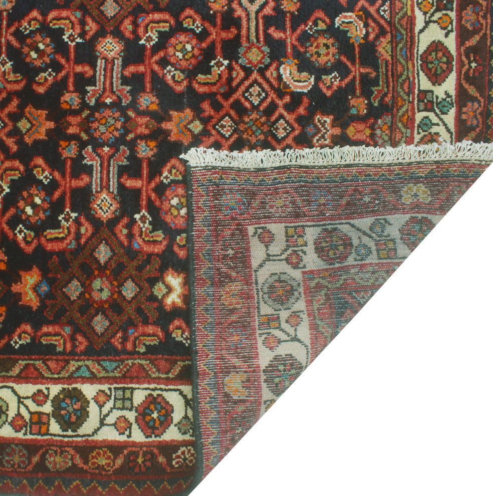 Fine Vintage Distressed Gala Charcoal/Ivory Runner, 3'8 x 16'5