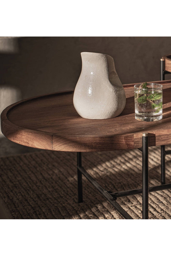 Oval Wooden Tray Coffee Table Set, dBodhi Coco, 17/25"w X 33/63"d X 19/16"h