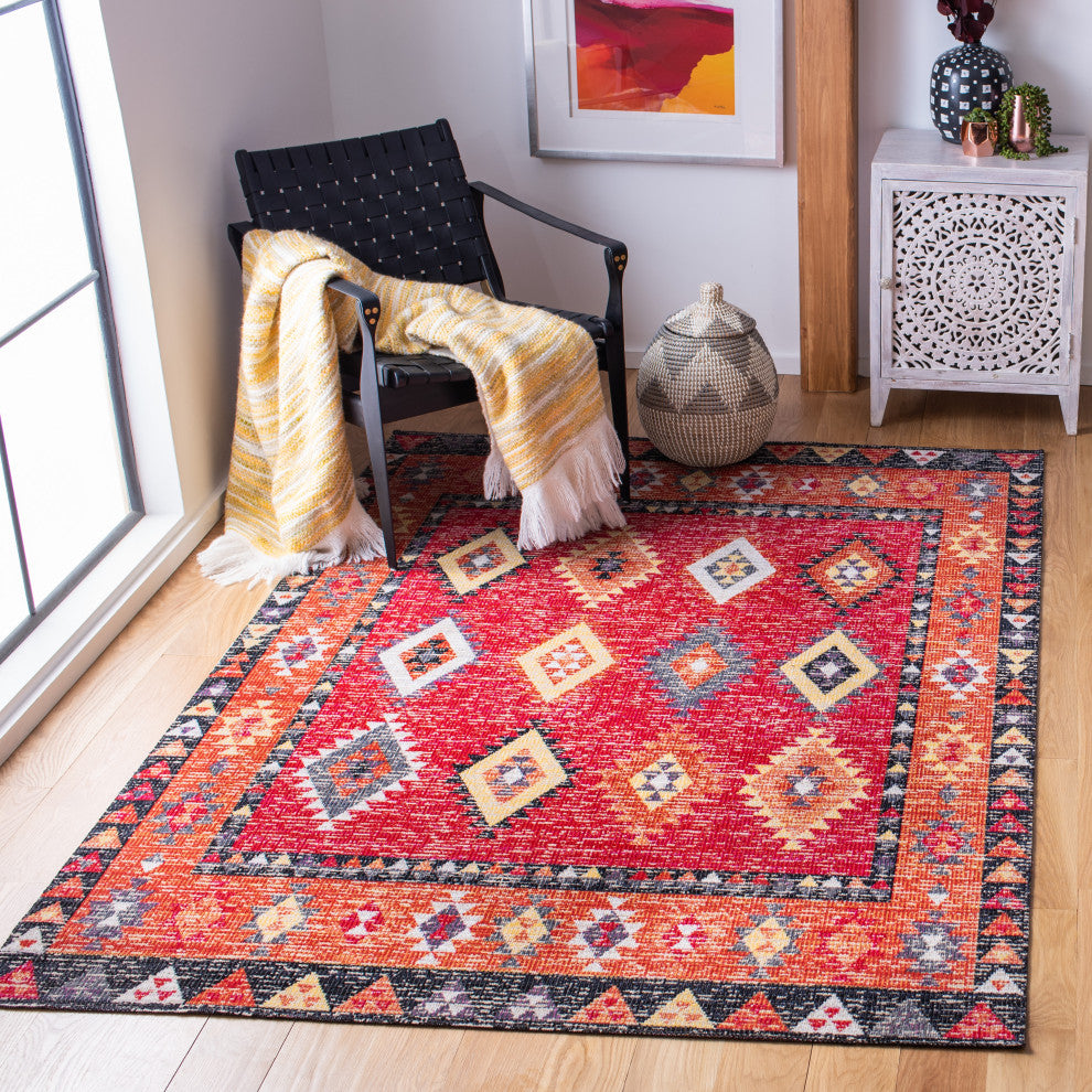 Safavieh Montage Mtg201Q Southwestern Rug, Red and Black, 3'0"x5'0"