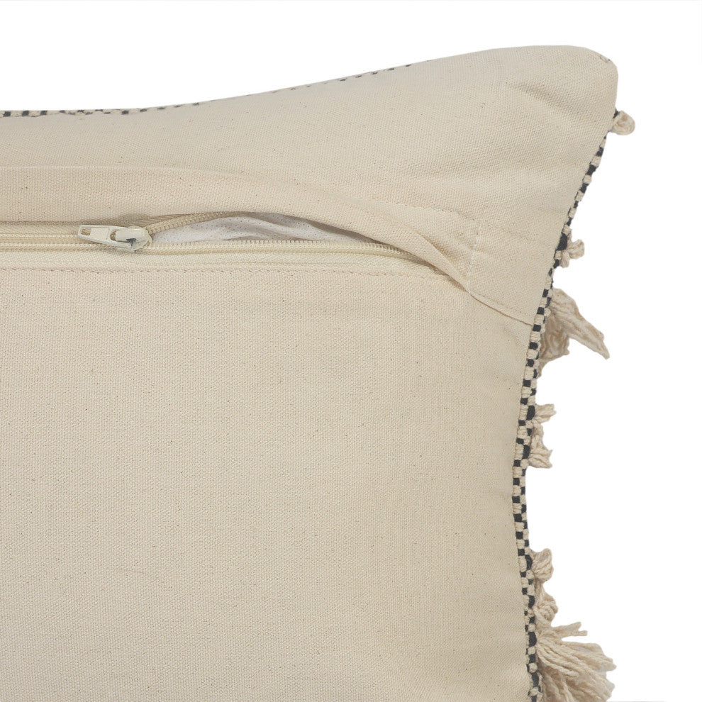Gray Over-Tufted Farmhouse Throw Pillow