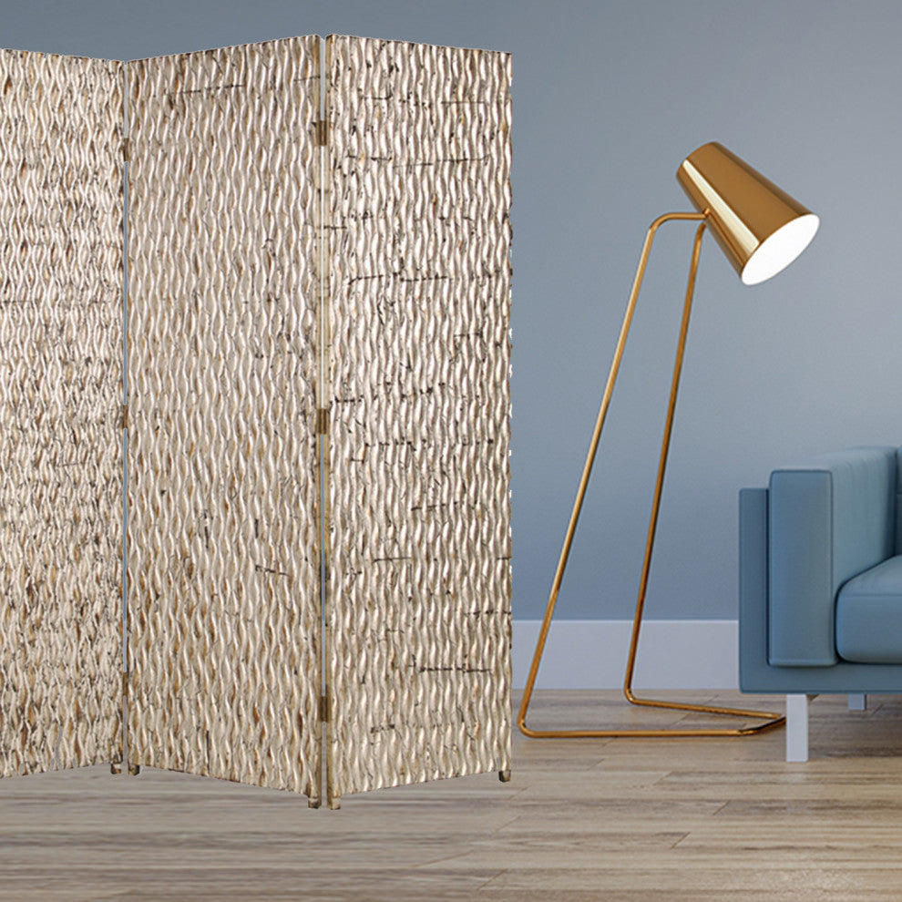 HomeRoots 1" x 63" x 72" Silver Wood 3 Panel Screen