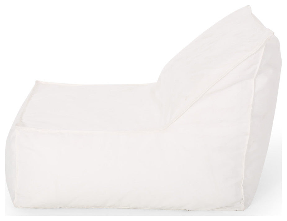 GDF Studio Tulum Outdoor Water Resistant Fabric Bean Bag Lounger, White