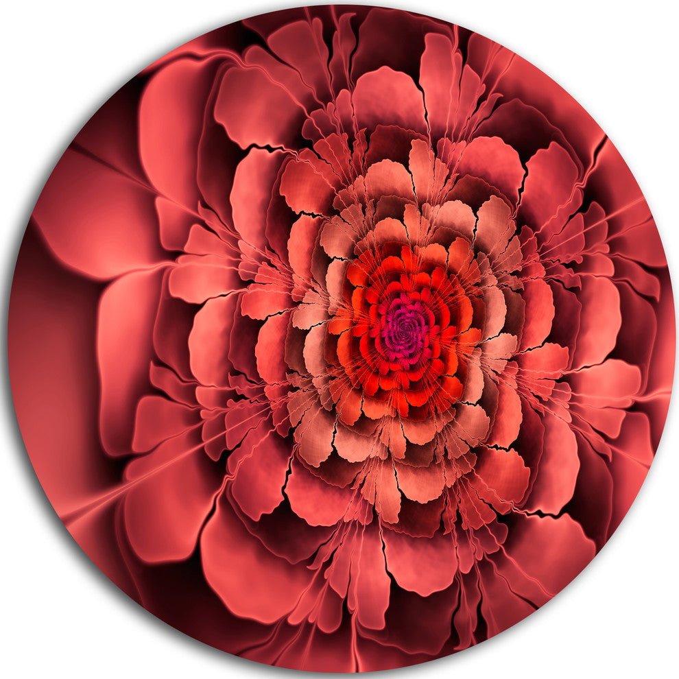Dense Fractal Pink Petals, Floral Abstract Art Disc Metal Wall Art, 38"