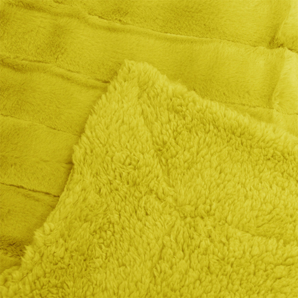 Super Mink Faux Fur Throw Blanket, Lemon Curry, 50"x60"