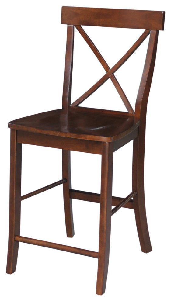 36" x 36" Counter Height Dining Table with 4 X-Back Stools, 24" Seat Height