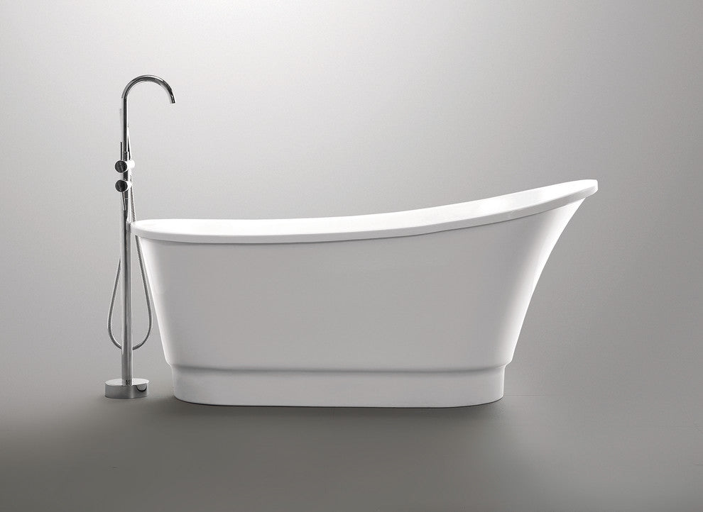 Prima 67" Acrylic Flatbottom Non-Whirlpool Bathtub, White