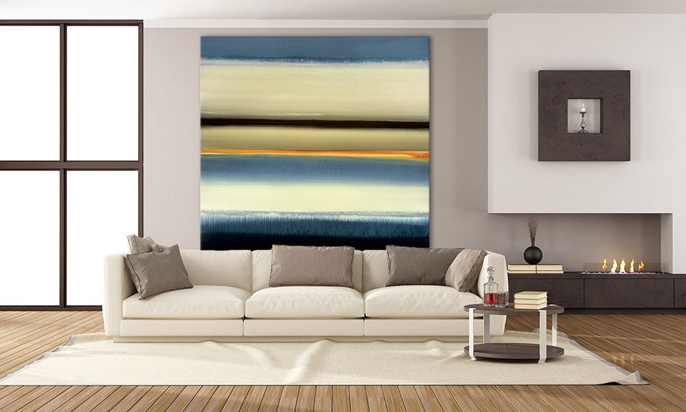 Remembering When Fine Art Giant Canvas Print, Blue, Beige, 54"X54"