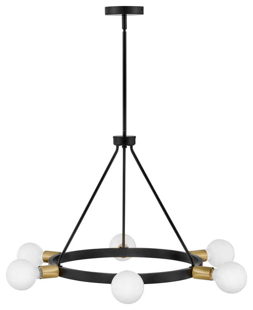 Lark Orla 36" Medium Single Tier Chandelier, Black + Lacquered Brass