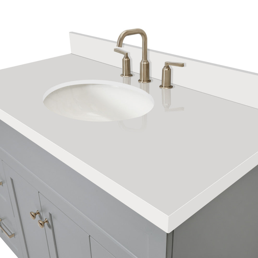 Ariel Hamlet 43" Oval Sink Bath Vanity, 1.5" White Quartz