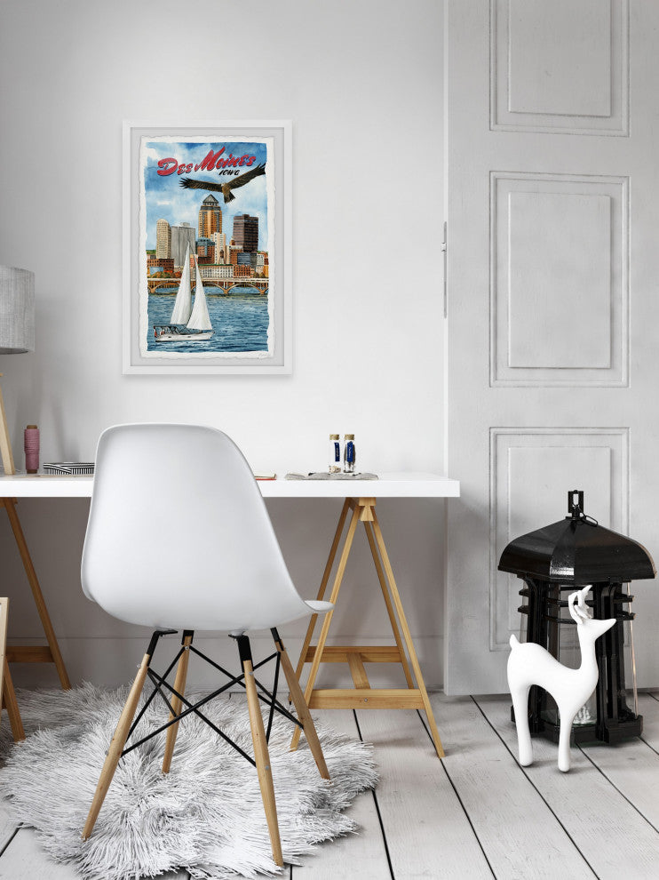 "Des Moines" Framed Painting Print, 12x18