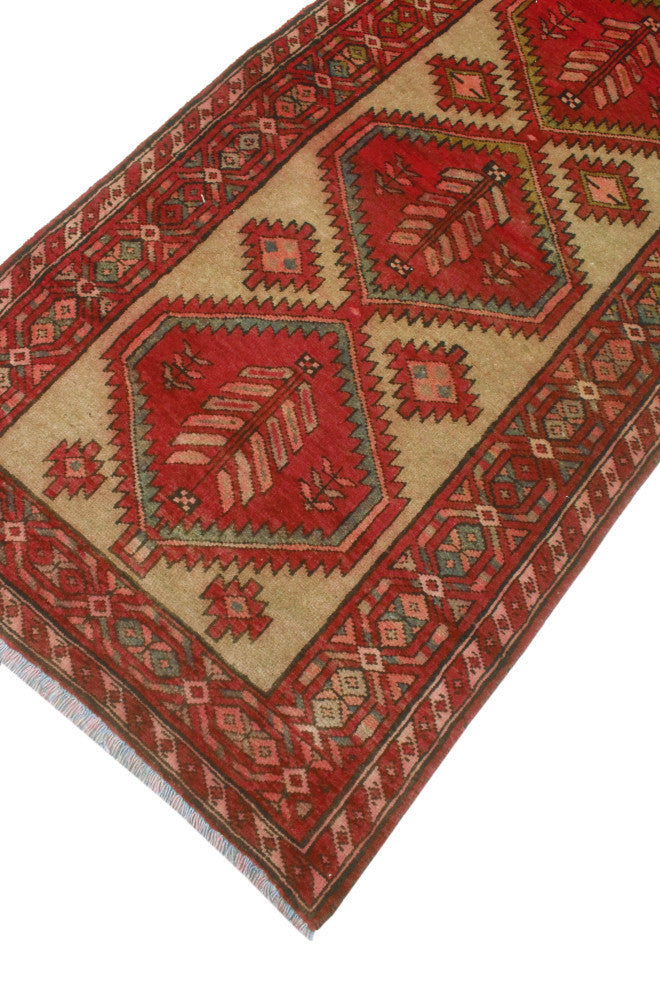 Fine Vintage Distressed Lucian Brown/Red Runner, 3'0x10'0