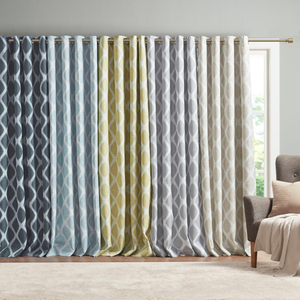 SunSmart Blakesly Ikat Blackout Window Panel, Grey, Grey, 50"x95"
