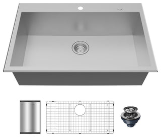 Karran Fusion Top Mount 33-in x 22-in Stainless Steel Single Bowl Kitchen Sink
