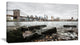 Brooklyn Bridge with Rocks on Shore, Large Cityscape Canvas Art Print, 32"x16"