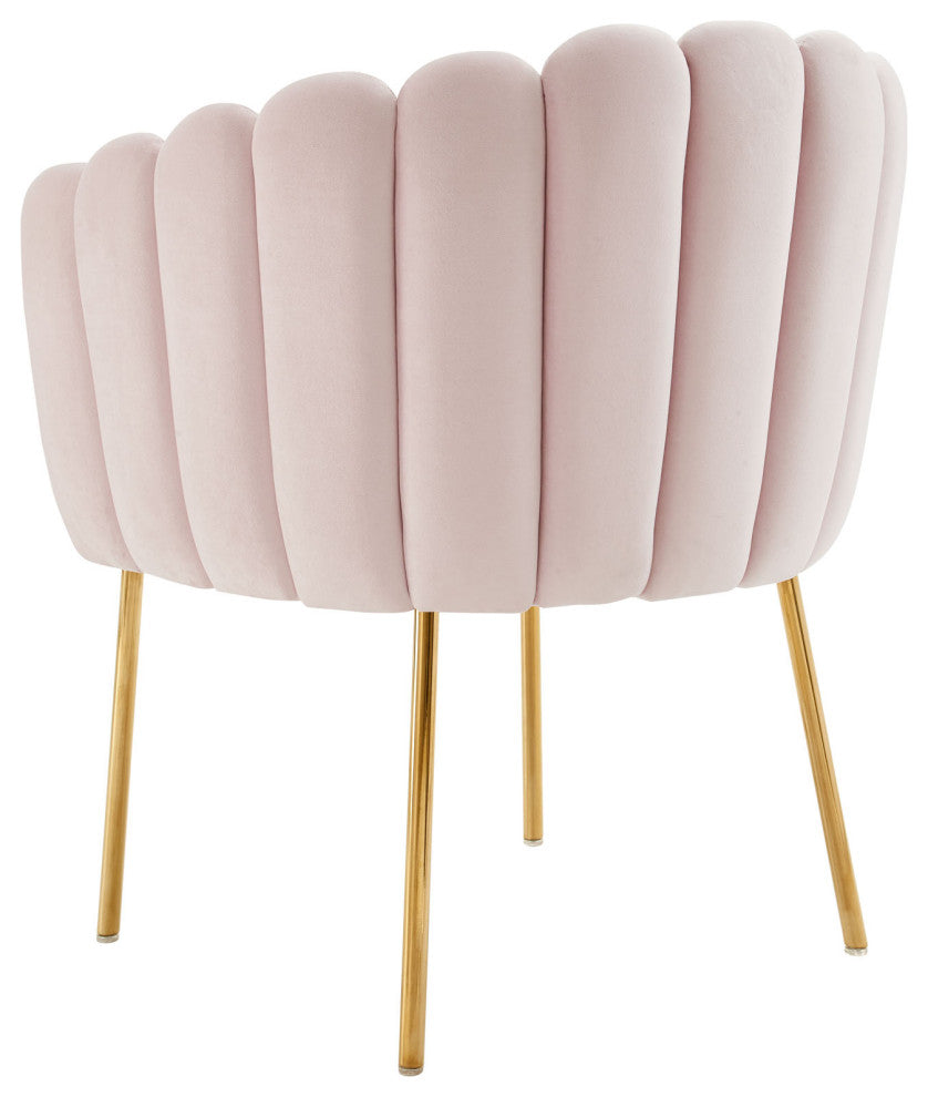 Armchair Accent Tufted Chair, Pink, Velvet, Modern, Mid Century Hotel Lounge