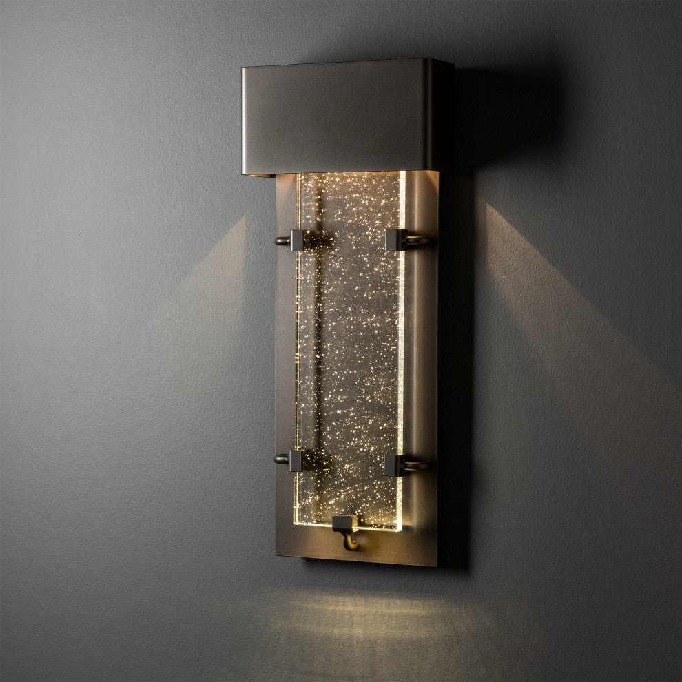 Ursa Small LED Outdoor Sconce, Coastal Dark Smoke Finish, Seeded Clear Glass