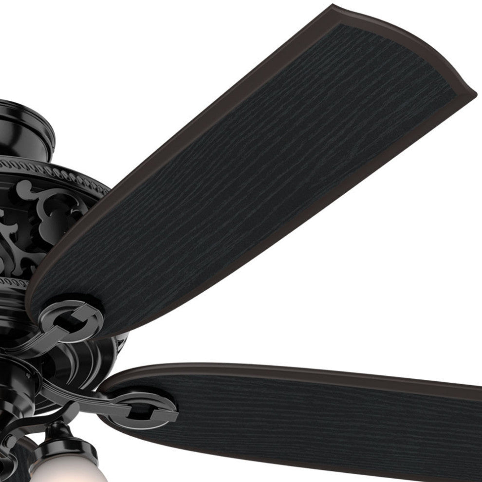 Hunter Fan Company 54" Promenade Ceiling Fan With LED Light/Remote, Gloss Black