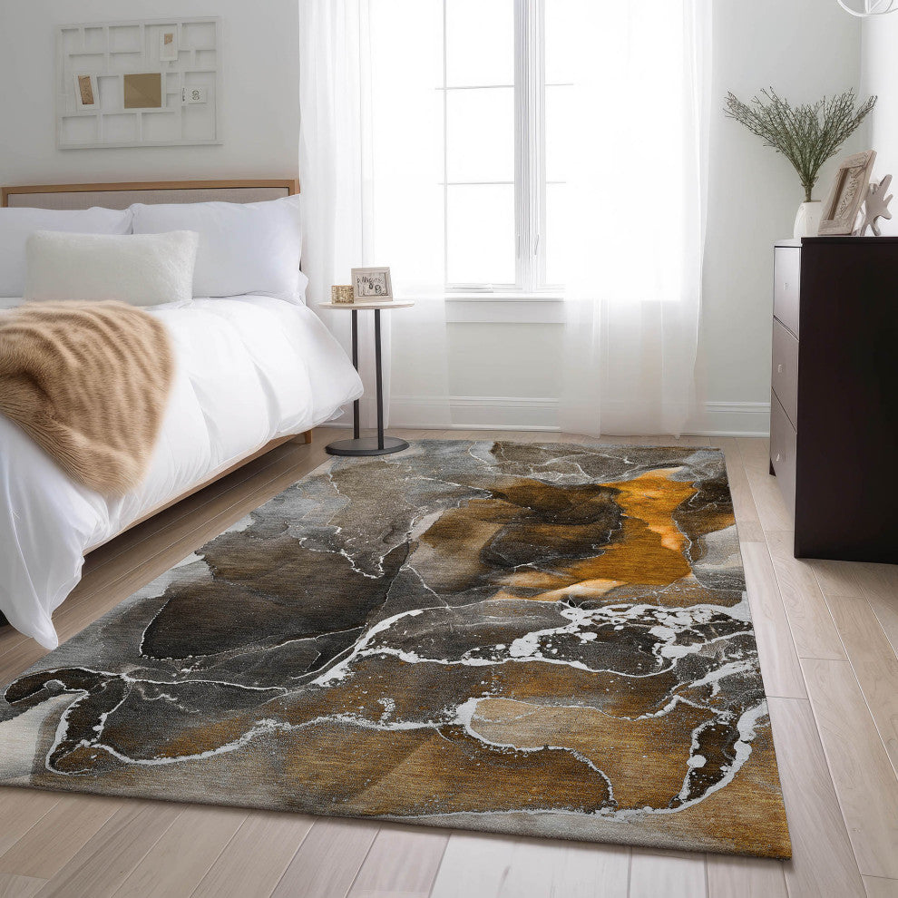 Premium Machine Washable Mayfield AMF503 Brown 5' x 7'6" Rug