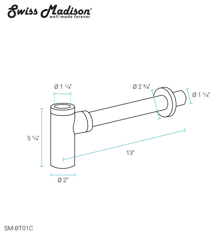 Bottle Trap Drain, Chrome