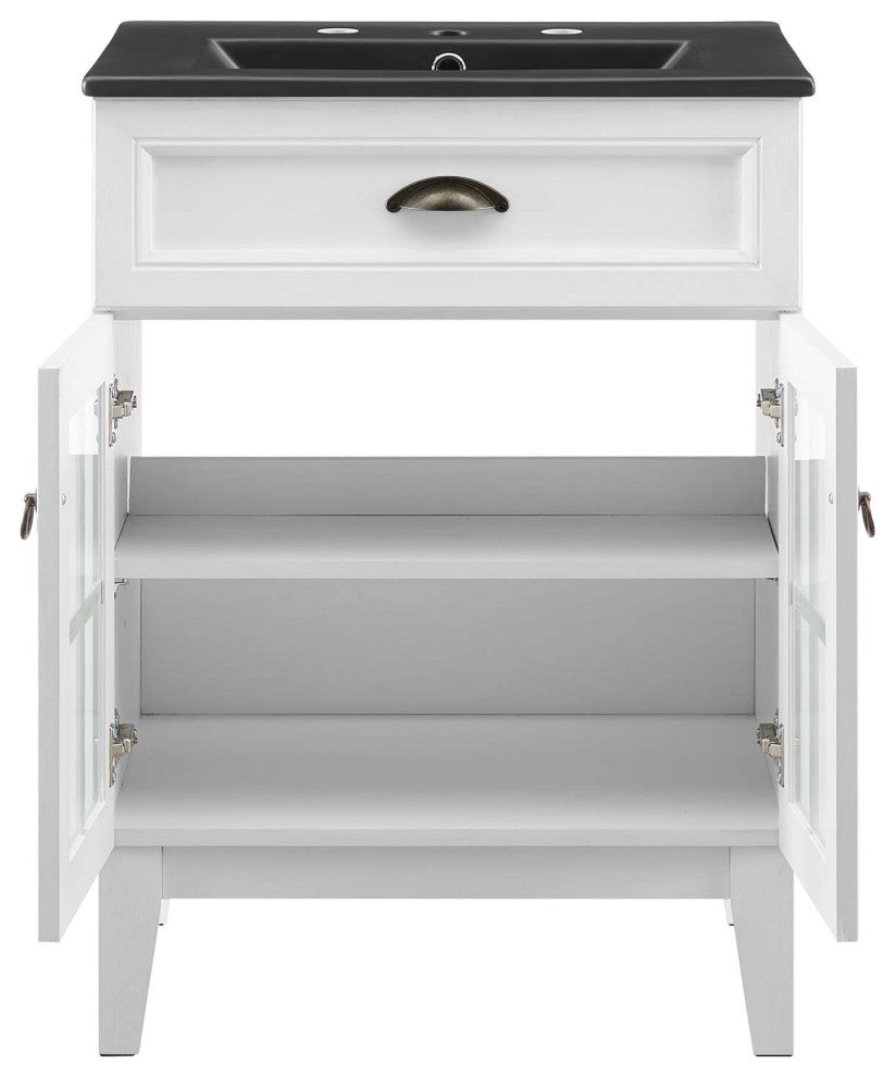 Isle 24" Bathroom Vanity Cabinet White Black -5476