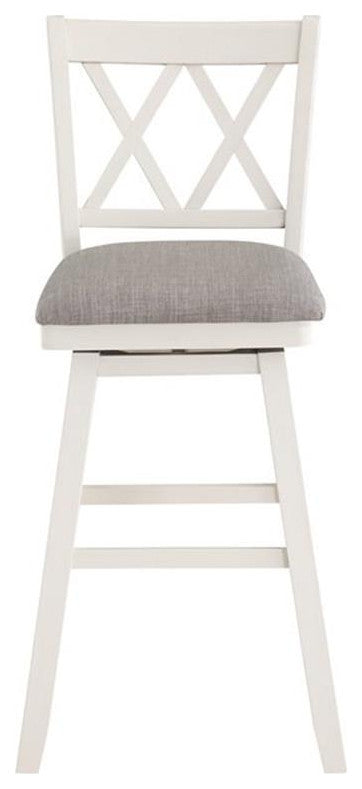 Home 2 Office Brookline 29" Swivel Solid Wood Barstool in Cream/White/Gray