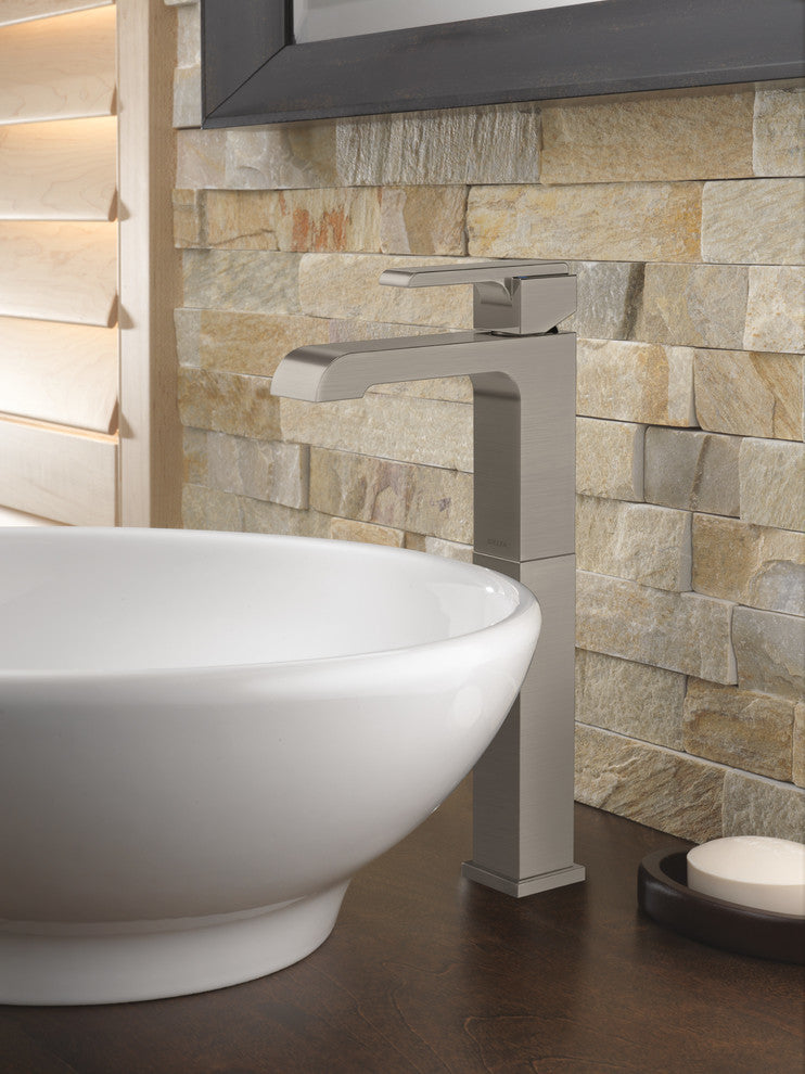 Delta Ara Single Handle Vessel Bathroom Faucet, Stainless, 767LF-SS