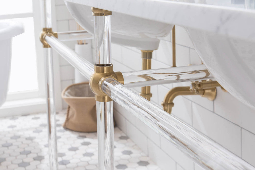 Empire 72" Wide Double Wash Stand Only, Satin Brass