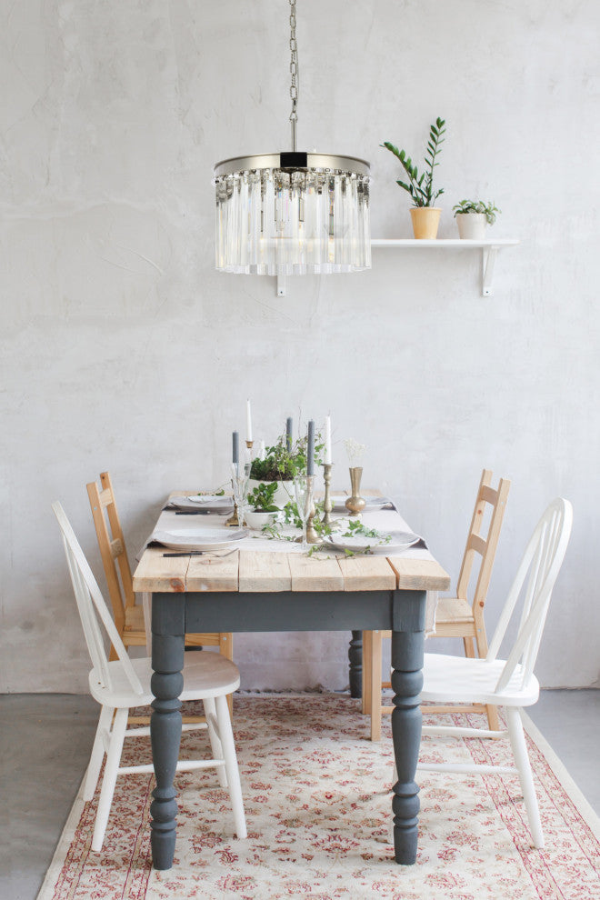 Elegant Lighting 1208D16/RC Sydney 3 Light 16"W Crystal Pendant - Matte Black