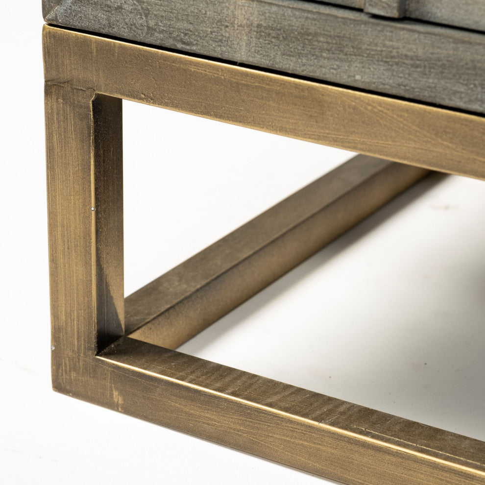 Genevieve II Gray Fir Veneer w/ Gold Metal Frame Drawer Sideboard