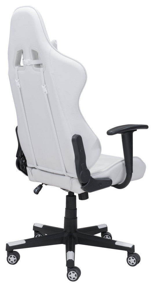 Computer Work Gaming Chair, Faux Vinyl Leather, White, Black, Home Office