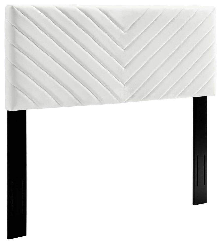 Alyson Angular Channel Tufted Performance Velvet Full / Queen Headboard - White