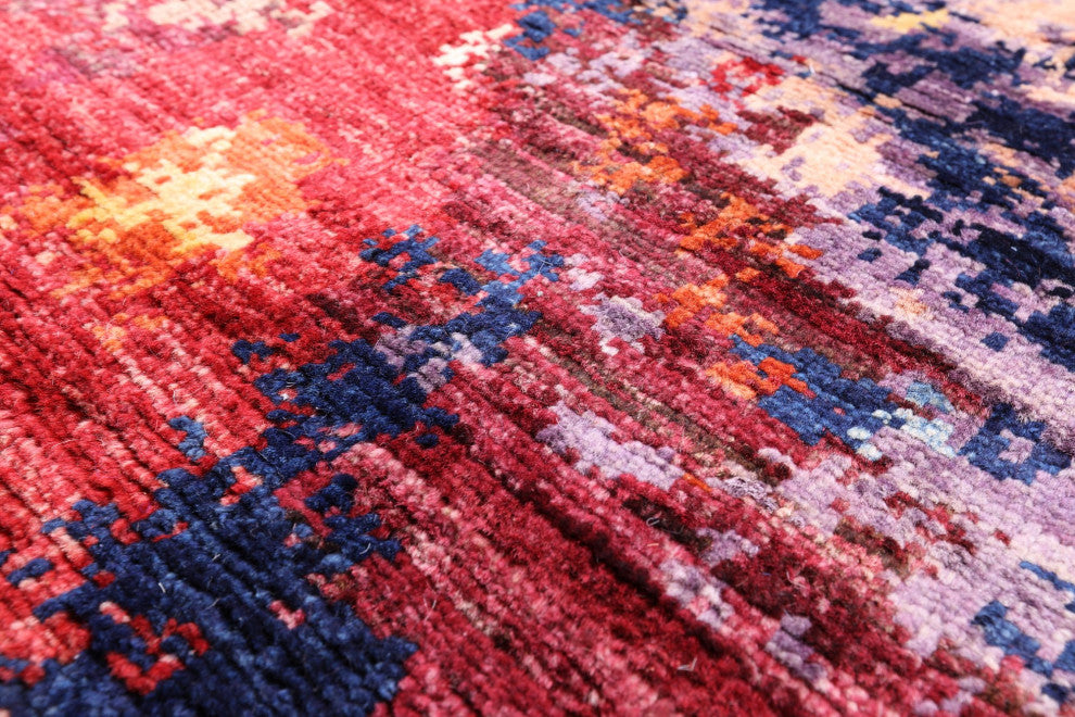 9' 10" X 13' 7" Handmade Modern Abstract Wool Rug Q9661