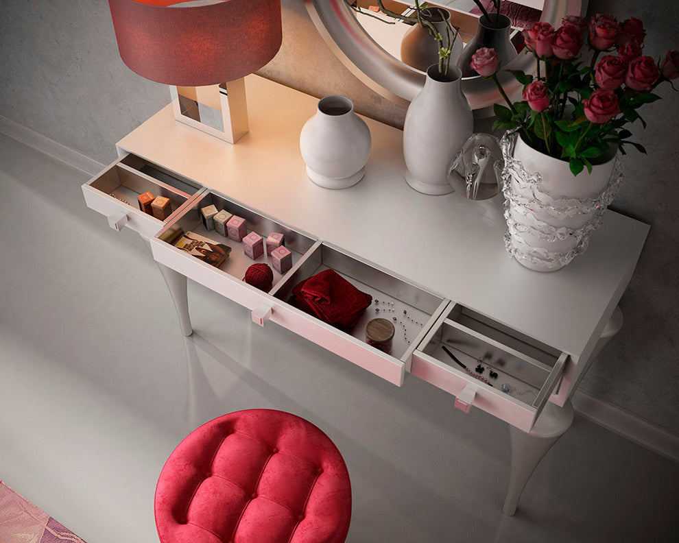 T01 Bedroom Make-up Vanity 55", White, Glossy Finish