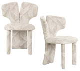 Modrest Masuda Modern Beige Pattern Fabric Dining Chair, Set of 2
