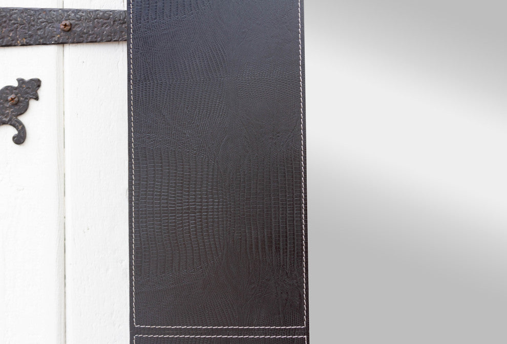 Tall Thai Embossed Leather Mirror