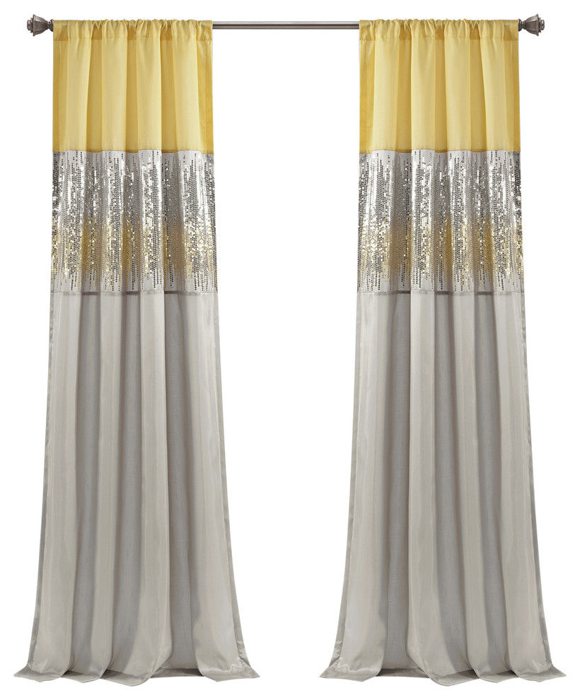 Night Sky Single Window Panel, Yellow/Gray, 84"x42"