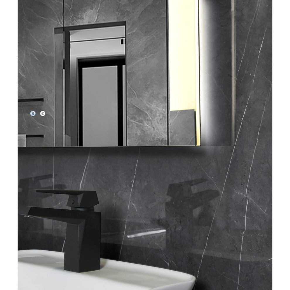 Frameless Rectangle LED Lighted Bath Vanity Mirror, 60" X 28"
