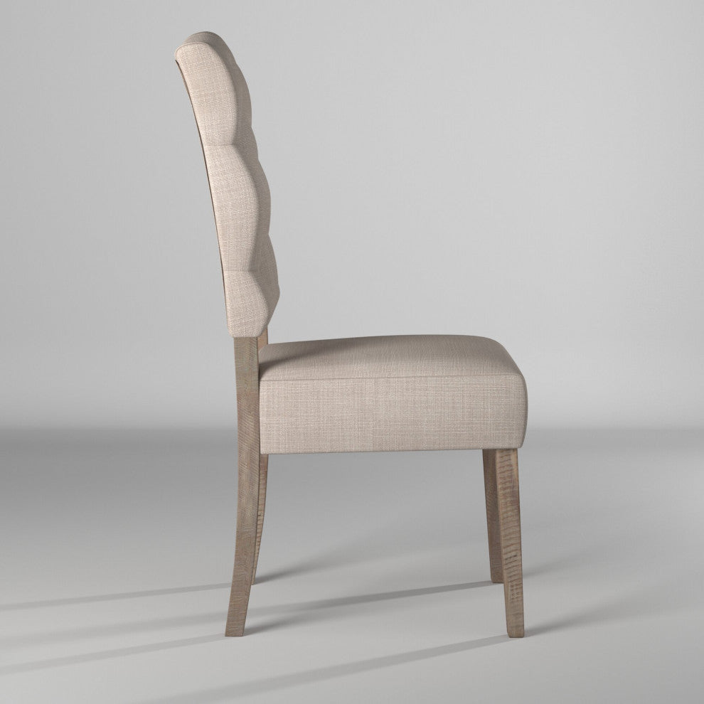 Newberry Set of 2 Button Tufted Parson Chairs, Weathered Natural