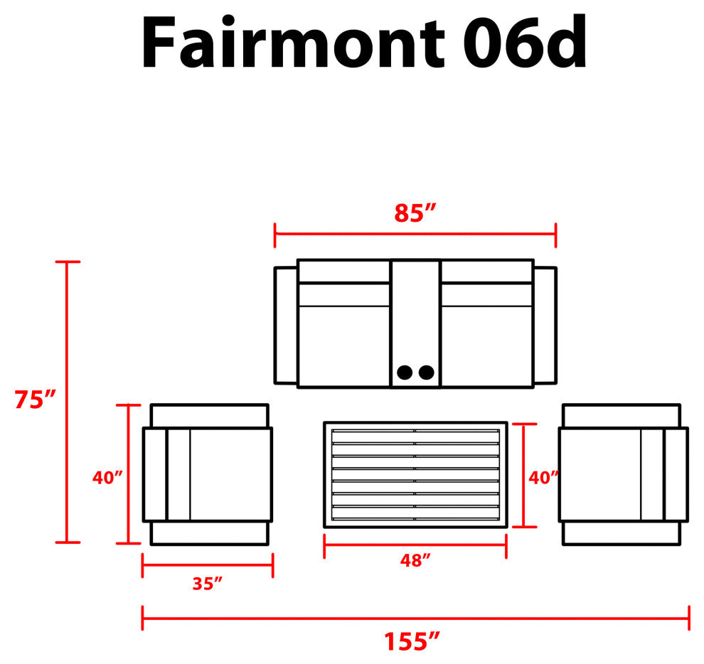Fairmont 6 Piece Outdoor Wicker Patio Furniture Set 06d