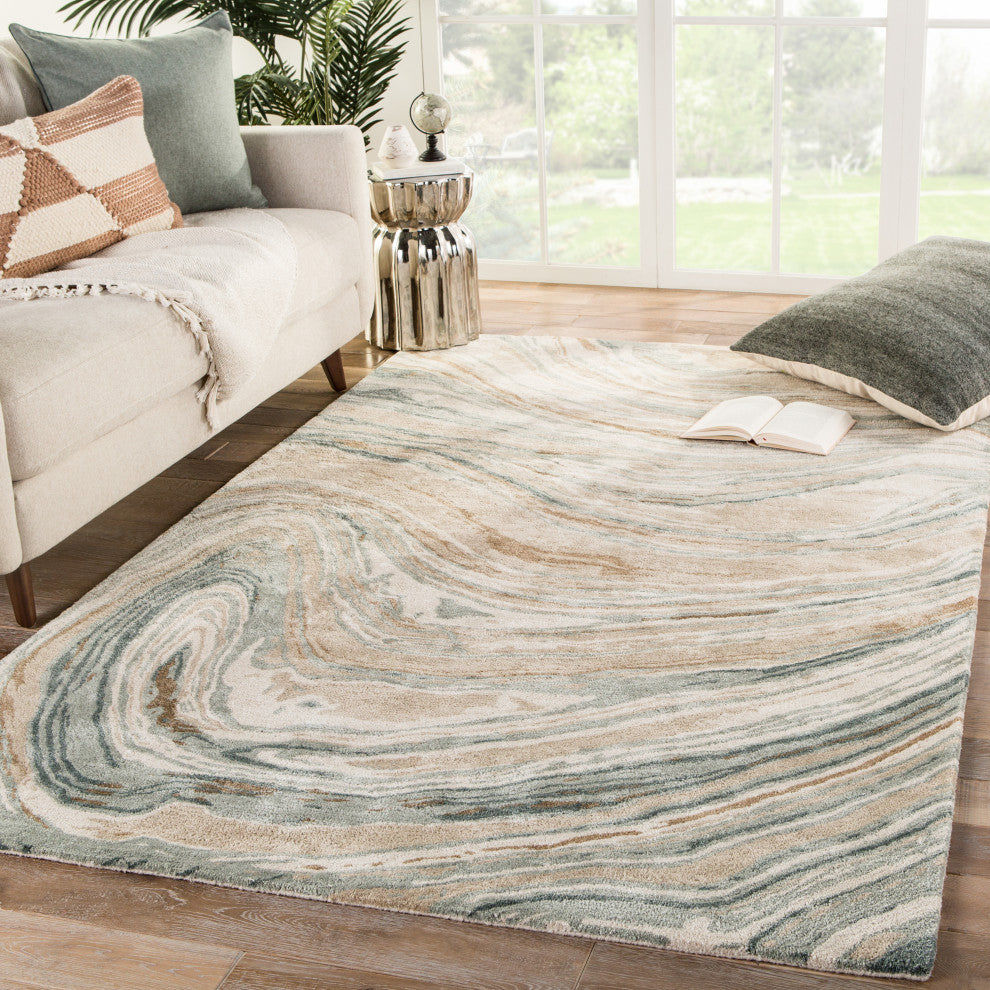 Jaipur Living Atha Handmade Abstract Tan/ Gray Area Rug 10'X14'