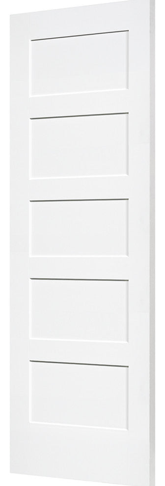 5-Panel Kimberly Bay Door, Interior Slab Shaker, White, 1.375"x24"x80"