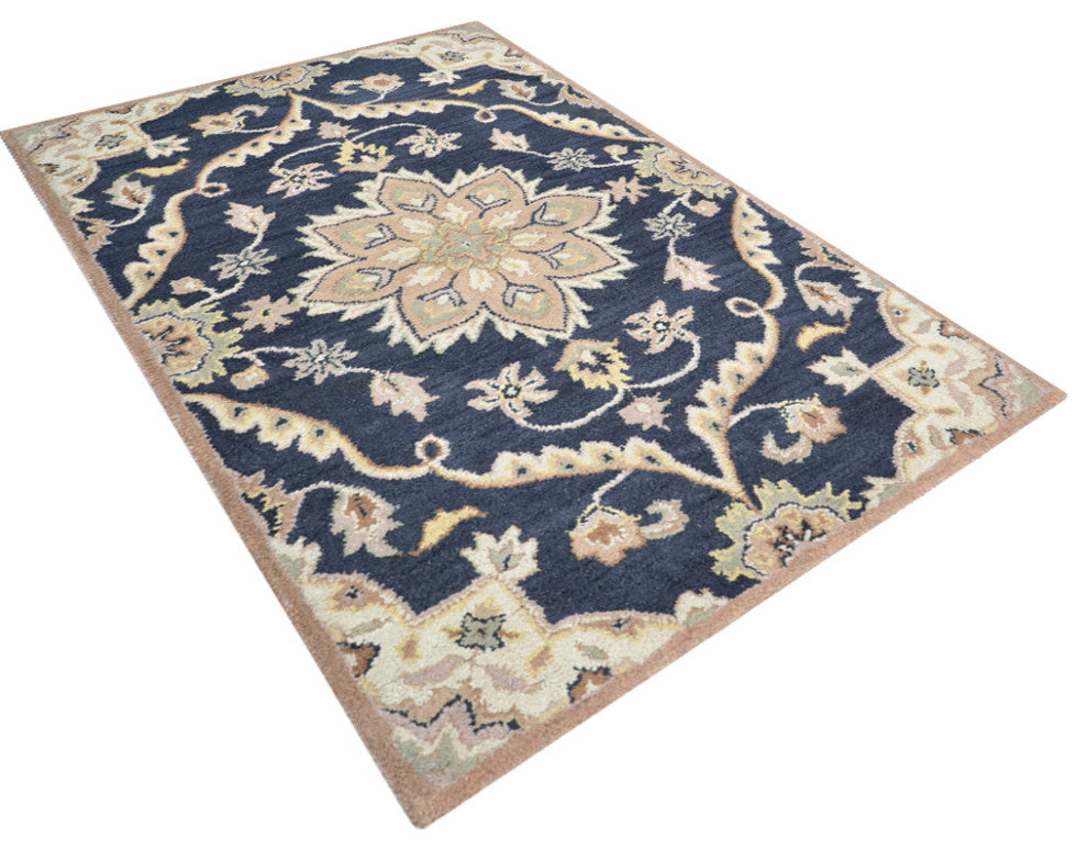 HAND TUFTED WOOL ECO-FRIENDLY AREA RUGS - Charcoal , Oriental Design